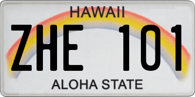 HI license plate ZHE101