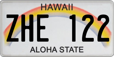 HI license plate ZHE122