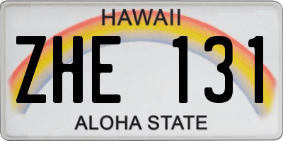 HI license plate ZHE131