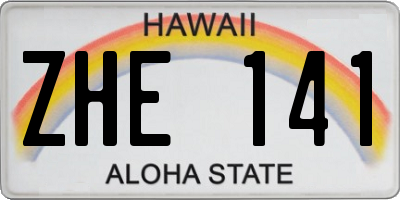 HI license plate ZHE141