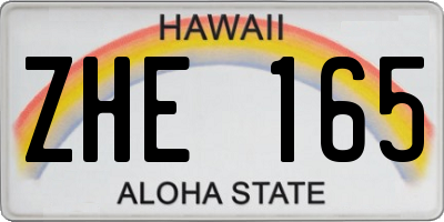 HI license plate ZHE165