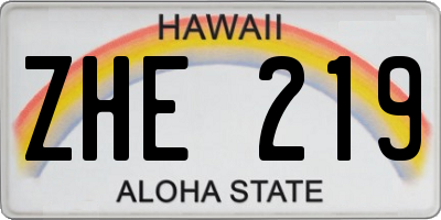 HI license plate ZHE219