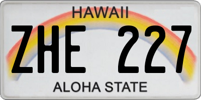 HI license plate ZHE227