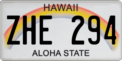 HI license plate ZHE294