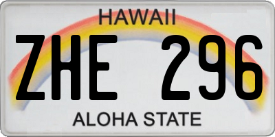 HI license plate ZHE296