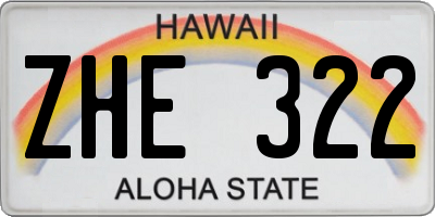 HI license plate ZHE322