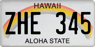 HI license plate ZHE345
