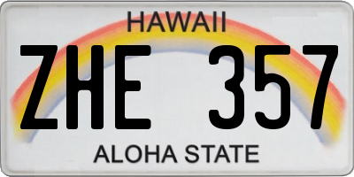 HI license plate ZHE357
