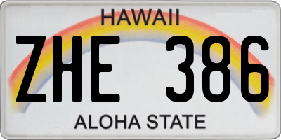 HI license plate ZHE386