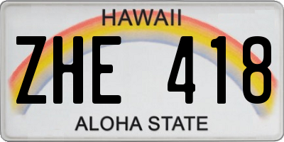 HI license plate ZHE418