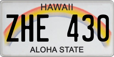 HI license plate ZHE430