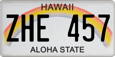 HI license plate ZHE457