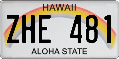 HI license plate ZHE481