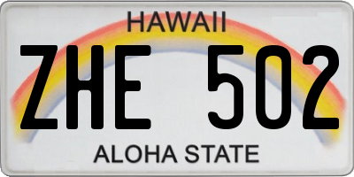 HI license plate ZHE502