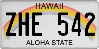 HI license plate ZHE542