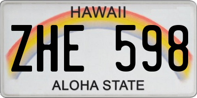 HI license plate ZHE598