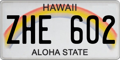 HI license plate ZHE602