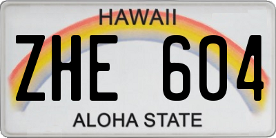 HI license plate ZHE604