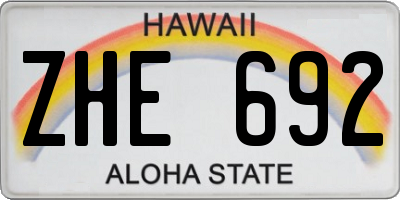 HI license plate ZHE692