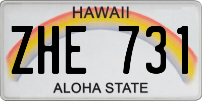 HI license plate ZHE731