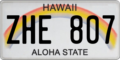 HI license plate ZHE807