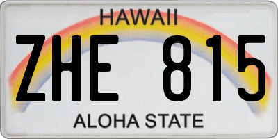 HI license plate ZHE815