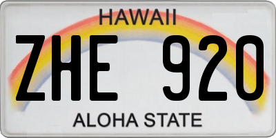 HI license plate ZHE920