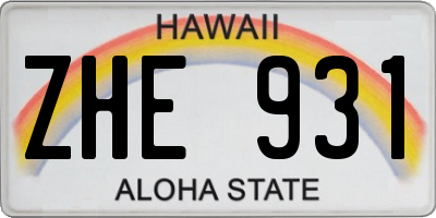 HI license plate ZHE931