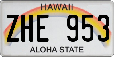 HI license plate ZHE953