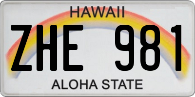 HI license plate ZHE981