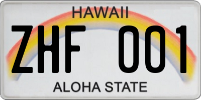 HI license plate ZHF001