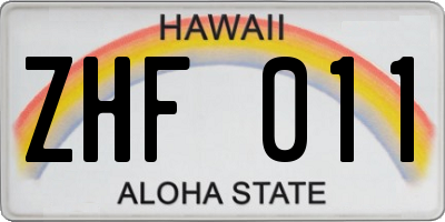 HI license plate ZHF011