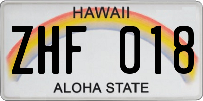 HI license plate ZHF018