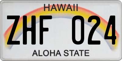 HI license plate ZHF024