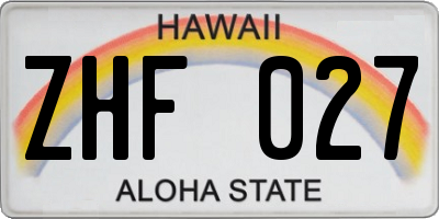 HI license plate ZHF027