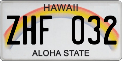 HI license plate ZHF032