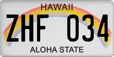 HI license plate ZHF034