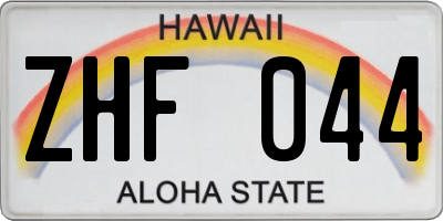 HI license plate ZHF044