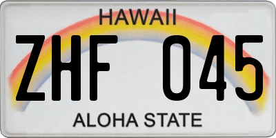 HI license plate ZHF045