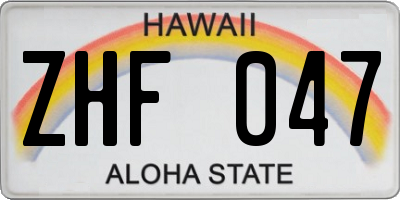HI license plate ZHF047