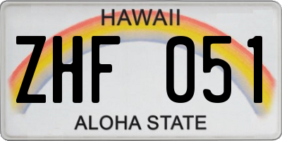 HI license plate ZHF051