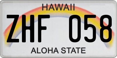 HI license plate ZHF058