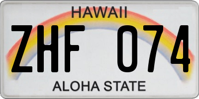 HI license plate ZHF074