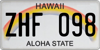 HI license plate ZHF098