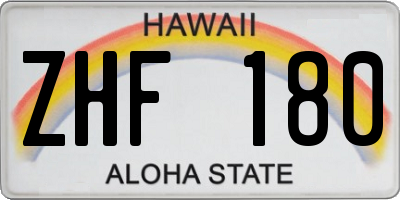HI license plate ZHF180
