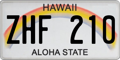 HI license plate ZHF210
