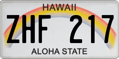 HI license plate ZHF217