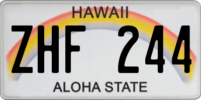 HI license plate ZHF244