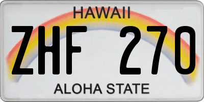 HI license plate ZHF270
