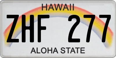 HI license plate ZHF277